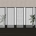 Modern Glass Room Divider With Wavy Frosted Textured Panels For Interior Design