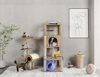 Modern cat climbing frame 3d model