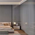 Modern Bedroom Interior Design With Large Bed City View Hanging Lamp Nightstands And Rug