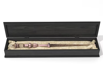 Pink Ornate Decorative Wand In Black Box With Soft Velvet Lining 3d model