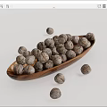 Fresh Walnuts in Wooden Bowl with Scattered Nuts on White Background