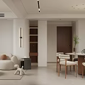 Modern Living Dining Room Interior With Open Layout Sofa Dining Table And Pendant Light