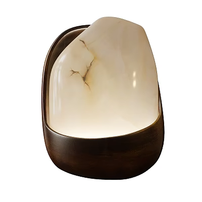 Modern Wall Lamp With White Marble Shade And Bronze Base Warm Light Design 3d model