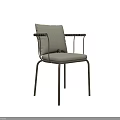 Elegant Modern Leisure Chair With Metal Frame Armrests And Soft Fabric Cushion