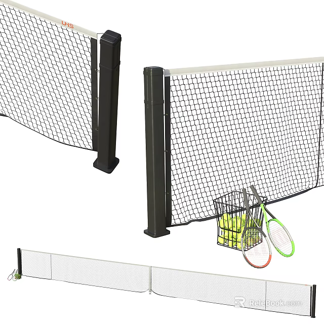 High Quality Tennis Sports Equipment with Net Rackets Balls and Metal Frame 3d model 