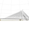 Cable Stayed Bridge Spanning Calm Water Surface With Blue Sky White Clouds And Reflection 3d model