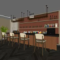 Modern Bar Interior With Wine Rack Bar Stools Green Plants And Herringbone Flooring