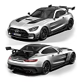 Silver Sports Car With Black Stripes Two Door Design Rear Spoiler And High Performance Exterior