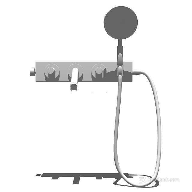 Modern Wall Mounted Shower System With Control Knobs And Handheld Hose 3d model 