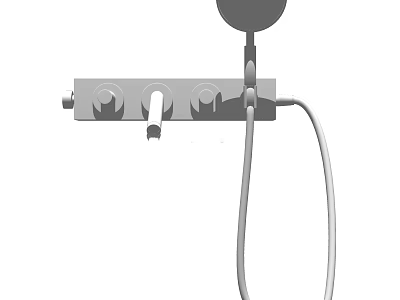 Modern Wall Mounted Shower System With Control Knobs And Handheld Hose 3d model