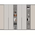 Modern Wardrobe Interior With Hanging Clothes Storage Boxes And Decorative Items 3d model