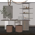 Modern Study Cream Home Study 3d model