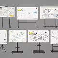 Professional Drawing Tools Collection Featuring Whiteboards Hand Drawn Charts and Various Stands