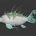 Artistic Spotted Fish with White Light Green Body and Decorative Plants on Head