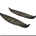 Two Traditional Wooden Water Transport Boats With Simple Seating Structure