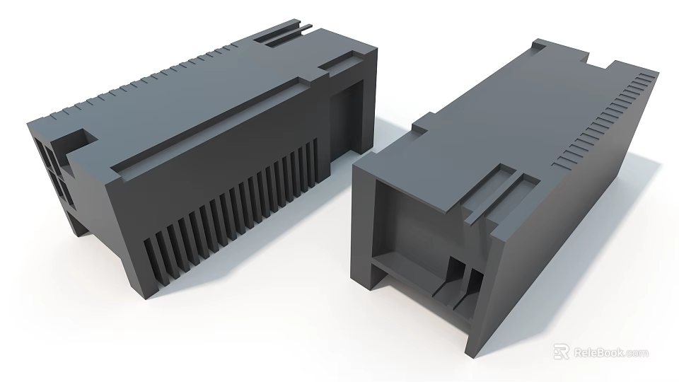 Gray Industrial Equipment Connectors With Grooved Structures For Industrial Machinery Use 3d model 