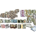 Essential Household Living Supplies With Stacked Cash And Various Banknotes