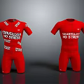 Red Gravelist No Stress Jumpsuit With White Printed Design For Active Use