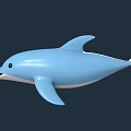 Blue Dolphin 3D Model Floating With Smooth Surface And Dark Background