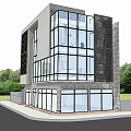 Modern Single Family Villa With Glass Curtain Walls Metal Decorations And Surrounding Trees