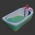Turquoise and White Baby Bathtub With Non slip Grid Pattern Mat and Shower Head