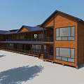 Wooden Two Story Detached Villa With Balconies Large Windows Dark Roof