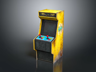 Retro Yellow Arcade Machine With Nostalgic Design For Game Room Decor 3d model