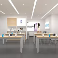 Modern Digital Store Interior With Smartphones Headphones Display Shelves And Bright Lighting