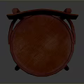 Elegant Red Wooden Chair With Curved Backrest Round Seat And Curved Legs