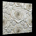 Artistic Decorative Wall Featuring 3D Rose Motifs And Delicate Embossed Leaves Design