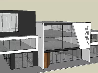 Modern Single Family House Exterior With Large Glass Windows And Black White Design 3d model