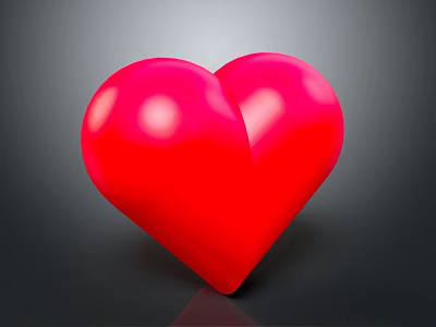Shiny Red Heart 3D Rendered with Glossy Surface on Dark Background 3d model