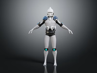 Futuristic Sci Fi Robot Character With Metallic Armor And Blue Glowing Joints 3d model