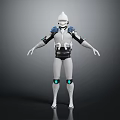 Futuristic Sci Fi Robot Character With Metallic Armor And Blue Glowing Joints