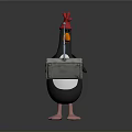Cartoon Penguin Character Wearing Red Hat Holding Metal Box With Microphone