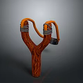 Y Shaped Wooden Slingshot With Orange Rubber Bands And Metal Lock For Daily Use