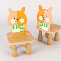 Modern Wooden Children Stool Beauty 3D Model 3d model