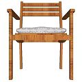Natural Wooden Armchair With Light Cushioned Seat And Simple Armrest Design