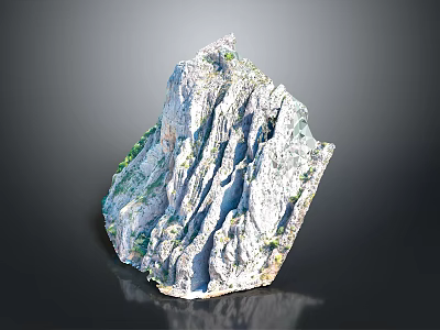 3D Rock Cliff Model With Textured Surface Steep Edges Detailed Crevices And Scattered Greenery 3d model