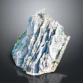 3D Rock Cliff Model With Textured Surface Steep Edges Detailed Crevices And Scattered Greenery