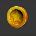 Yellow Circular Shiny Object with Central Star Shape and Glossy Finish on Dark Background