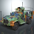 Military Armored Vehicle with Camouflage Paint Antennas Open Top Cockpit and Detailed Exterior Design