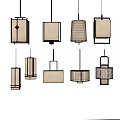Pendant Lights Various Modern Designs With Square Cylindrical And Grid Patterns For Home Interior Decor 3d model
