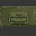 Green Military Ammo Box With Yellow 12 Gauge Shells Label And Metal Straps