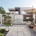 Modern courtyard landscape 3d model