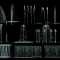 Different Fountains Showcasing Various Water Spray Patterns And Modern Design Styles 3d model