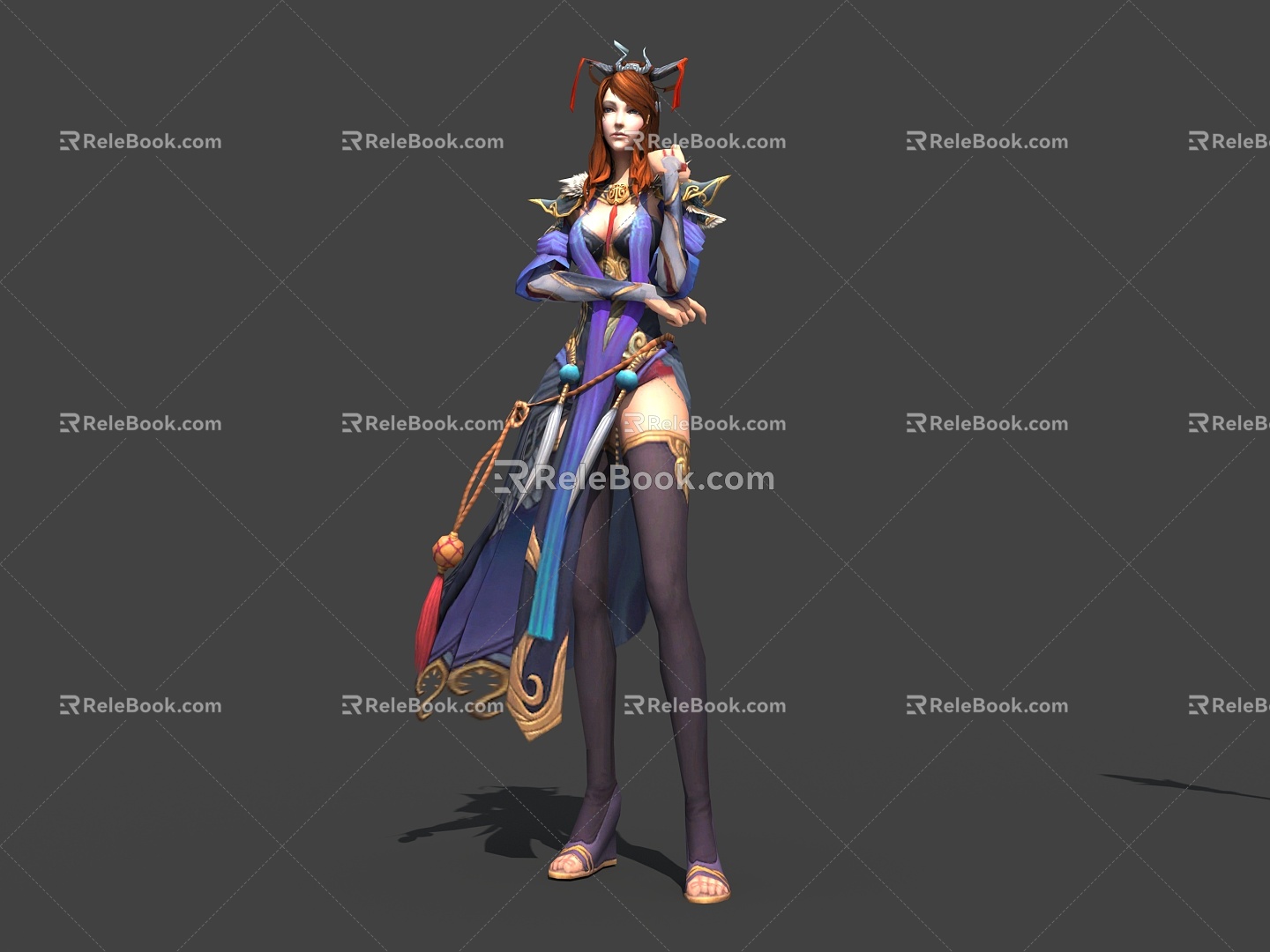 Game Movie Animation Character Low Model Cartoon Beauty Girl Classical Chinese Ancient God of War 3d model