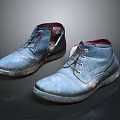 Blue Worn Shoes As Daily Necessities With Shoelaces And Thick Soles