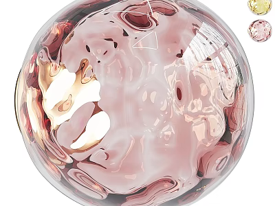 Spherical Pink And Gold Glass Wall Lamp With Decorative Colorful Beads 3d model