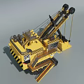 Yellow Large Heavy Duty Construction Vehicle With Tracks And Bucket